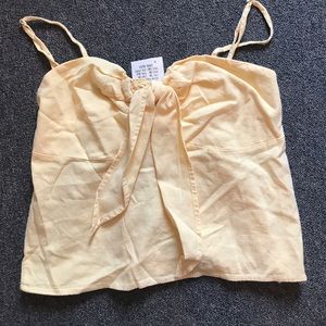 Yellow brandy self tie bow front tank